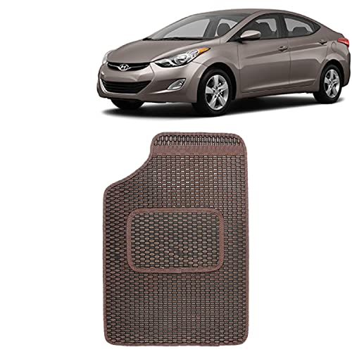 Image of Kingsway Dotted Design Car Floor Foot Mats Universal Fit for Hyundai Elantra, Model Year : 2010-2015, Water and Dustproof, Color Brown, Set of 5 Pieces
