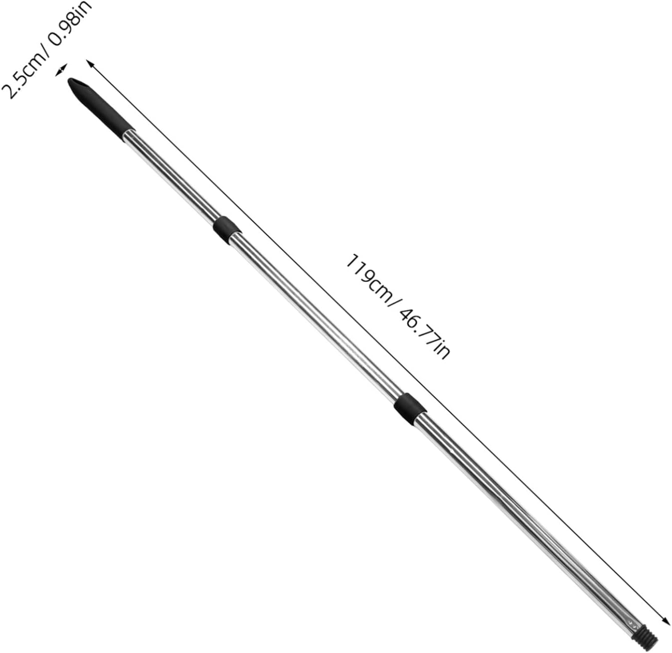 Zerodeko Universal Stainless Steel Mop Handle with Protective Cover Three-Section Design American Threaded System for Household and Commercial Cleaning
