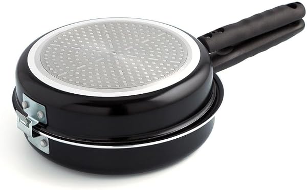 Quid Gastro Fun - Sartén doble para tortilla, 24 cm, aluminio estampado, dale la vuelta fácilmente, color negro - 1