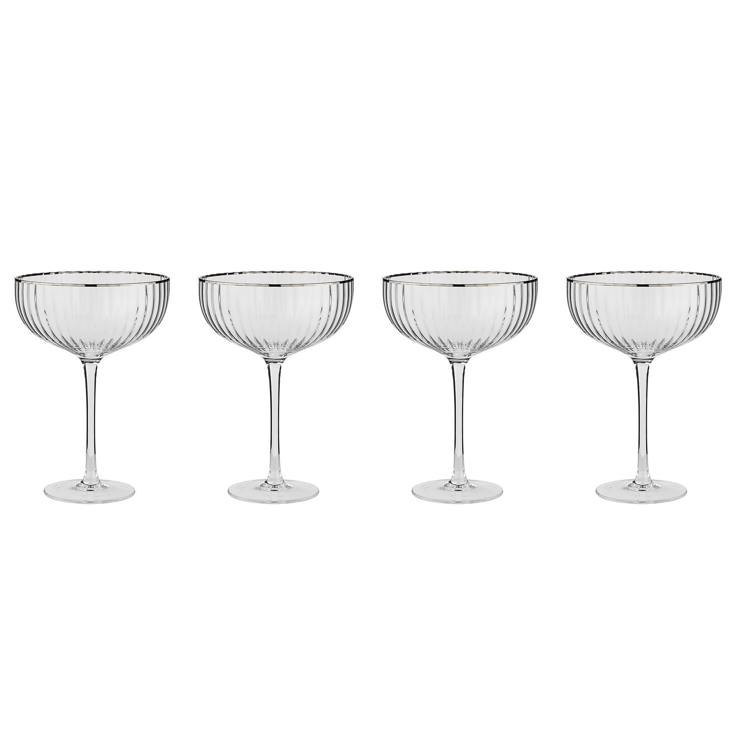 BUTLERS 4er Set Champagnerschale 400ml Glas -CHELSEA- Sektglas mit Relief für die Festtafel | Champagnerkelch für den gedeckten Tisch