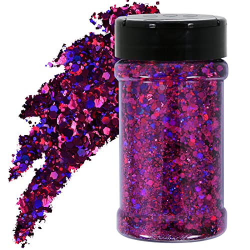 TORC 4 OZ Grape Purple Holographic Glitter 4 Ounce Mix Chunky Glitter Bulk for Resin Craft Cosmetic Art Festival Decoration