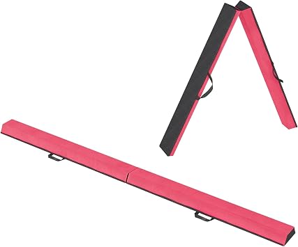 Bestmassage 6/8 FT Folding Balance Beam Gymnastics Floor Beam Adjustable Balance Beam w/Carry Handles Anti-Slip Base for Kids, Beginners & Professional