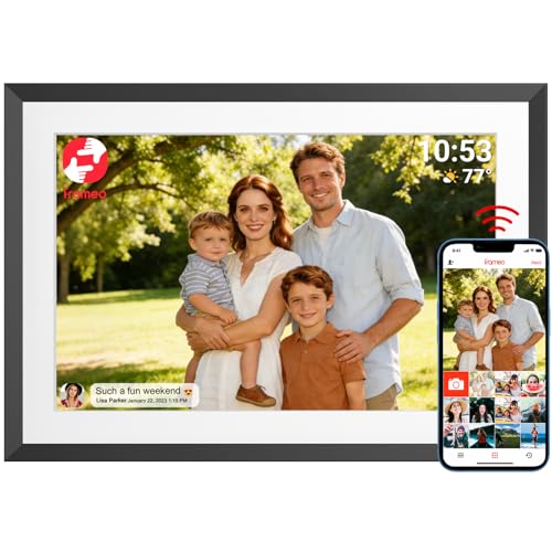 YENOCK 10.1 Inch Digital Photo Frame 32GB,Smart WiFi Frameo Digital Picture Frame 1280x800 IPS Touchscreen Easy Setup Share Photo or Video via Frameo APP, USB/SD Card Expandable Memory