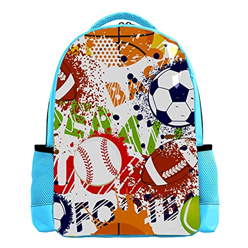 Sac à dos d'école pour garçons avec imprimé ballons multicolore 08