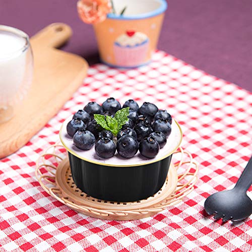 Disposable Ramekins 8 Oz, Beasea 50 Pack Black Gold Aluminum Foil Cups With Lids, Disposable Creme Brulee Muffin Cupcake Baking Cup Mini Pudding Cups For Party Wedding Birthday #TOP4