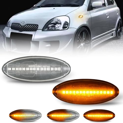 D-Lumina Sequential LED Side Marker Lights Turn Signal Lamp Clear Lens for Toyo-ta Yaris 2006-2011, RAV4 2006-2009, Corolla 2007-2010, Auris 2007-2010, Front Fender Amber Side Marker Light, Pack of 2