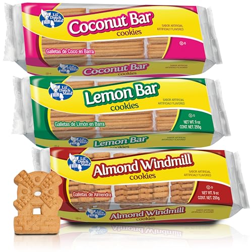 Lil Dutch Maid Cookie Bars Variety Pack | 9 oz (Pack of 3) | Lemon, Coconut, and Almond Flavors | Assorted Snack Cookies