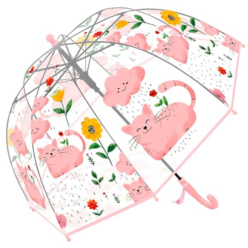 Chesoon Parapluie Transparent à bulles pour filles avec voilure POE transparente et résistante au vent Poignée lisse à ouverture automatique Parapluie de pluie léger