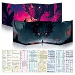 Byhoo 2PCS DM Screen for D&D 5E with 2 Immersive Themes，Waterproof Reusable Surface, Tri-Fold Portable Design Folds to A4 Size DND Accessories Compatible with Players Handbook