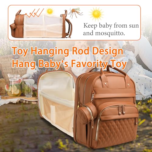 Image of Astro alan Baby Diaper Bags with Changing Station, Waterproof Diaper Bag Backpack for Moms Dads with USB Charging Port, Baby Shower Gifts, Large Capacity diaper backpack, Brown