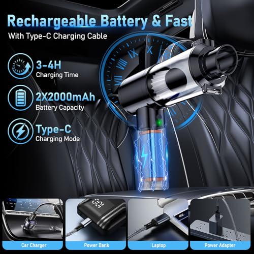 Image of Car Vacuum Portable Cordless, 35000Pa High Power Brushless Motor Handheld Vacuum, 6-in-1 Rechargeable Mini Cleaner with Air Duster for Car, Home, Pet Hair, Keyboard,Graphite Grey