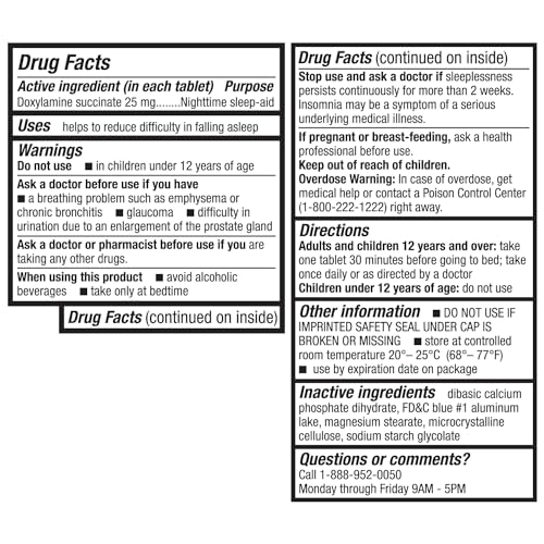 Image of HealthA2Z Nighttime Sleep-Aid, Doxylamine Succinate 25mg, 40 Counts (Pack of 1), Safe & Effective