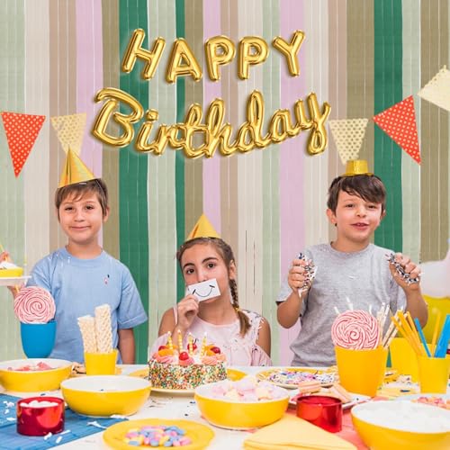 Image of Crepe Paper Streamers Party Decorations - 6 Rolls Grass Green Gold Pink Olive Green Beige Khaki Streamers, Crepe Paper Rolls for Birthday Wedding Party
