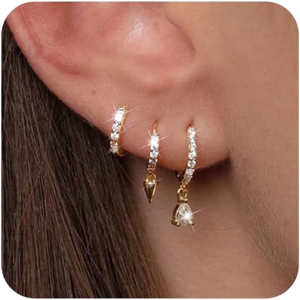 iF YOUSmall Gold Hoop Earring Sets for Women Trendy, Dainty Stud Earrings 14K Gold Plated Hypoallergenic Cartilage Dangle Huggies Hoop Earring Stacks Gold Jewelry for Women Girls Gifts