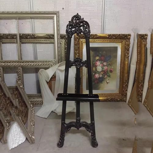LYFDPN Caballete francés Antiguo ornamentado para exhibición de Arte y Soporte de Pintura - Diseño Elegante, Altura Ajustable, Artistas y decoración del hogar. (Black)