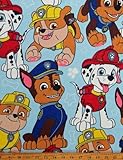 Minky Paw Patrol Packed Boys Marshall Rubble Chase Kids Children's Minky Plush Fabric Print by The Yard (PW-4201-MF) Officially Licensed David Textiles