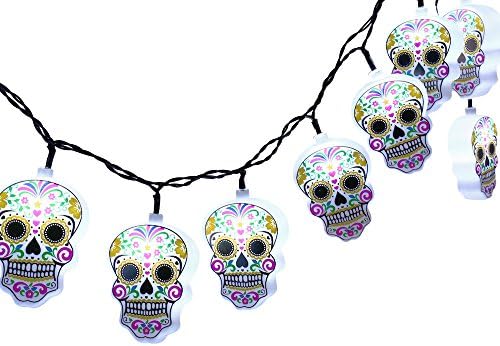 Qedertek 10 LED Battery Powered Halloween String Lights, Fairy Decorative White Crossbones Lights for Indoor and Outdoor, Patio, Party, Festival Decorations