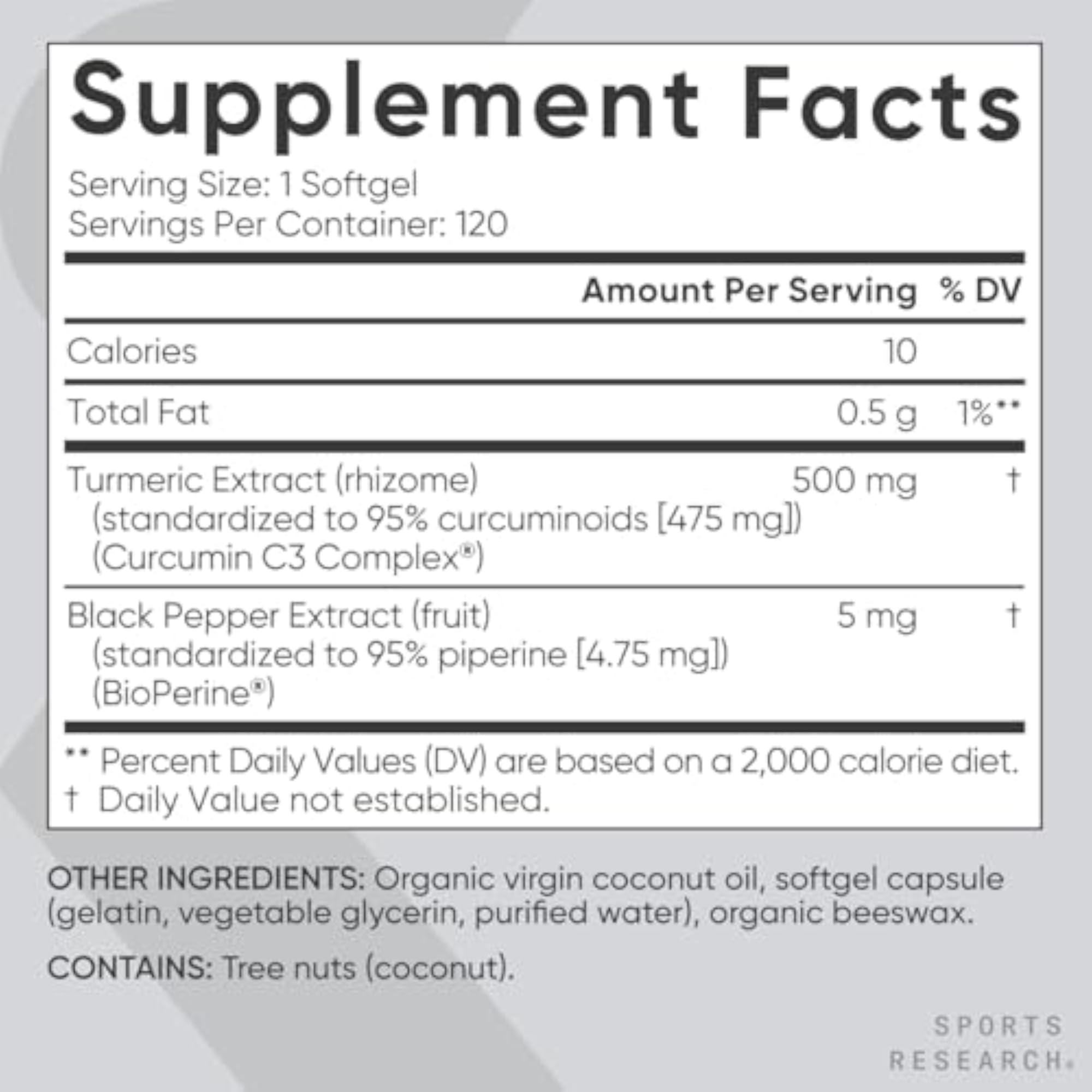 Sports Research Turmeric Curcumin C3 Complex 500 Mg