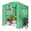EAGLE PEAK 8x6 Portable Walk-in Greenhouse Instant Pop-up Indoor Outdoor Plant Gardening Green House Canopy, Front and Rear Roll-Up Zipper Entry Doors and 2 Large Roll-Up Side Windows, Green