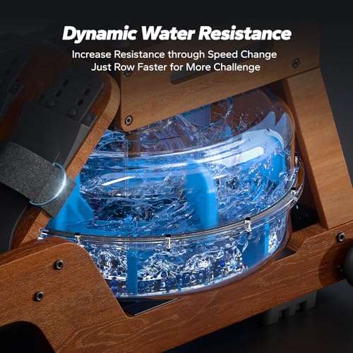 MERACH Wood Rowing Machine for Home Gym, Finest Solid Rower Machine with 6 Levels of Water Resistance, 22 L Tank, Built-in Monitor, Max 150 kg Weight Capacity, App Compatible - Image 5