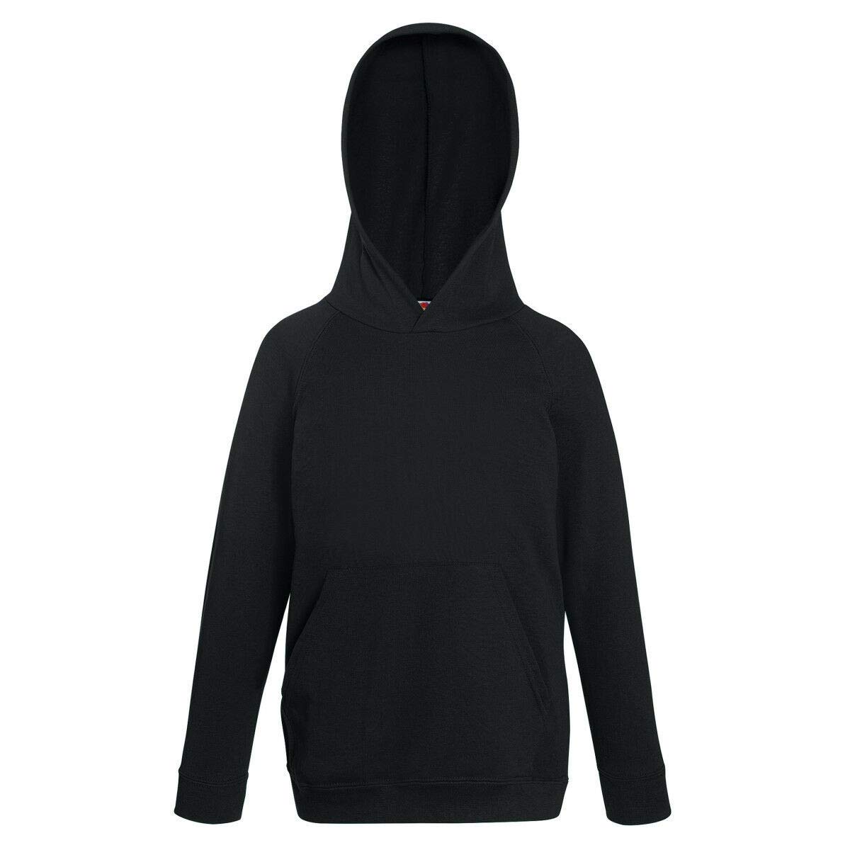 Fruit of the Loom Childrens Unisex Lightweight Hooded Sweatshirt/Hoodie (9-11) (Black)