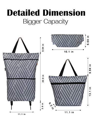 Wiederverwendbare Einkaufstaschen mit Rädern, faltbar, große Kapazität, Einkaufstasche, Einkaufstrolley, verschleißfest… – Bild 7