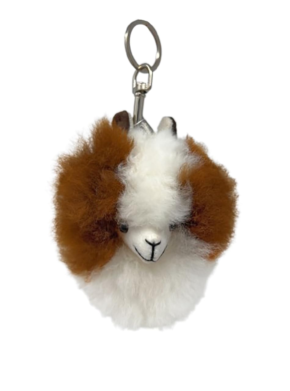 Handmade Alpaca Face Keychain – Soft Baby Alpaca Wool Purse Charm, Natural Dye-Free Colors, Durable for Bags & Backpacks