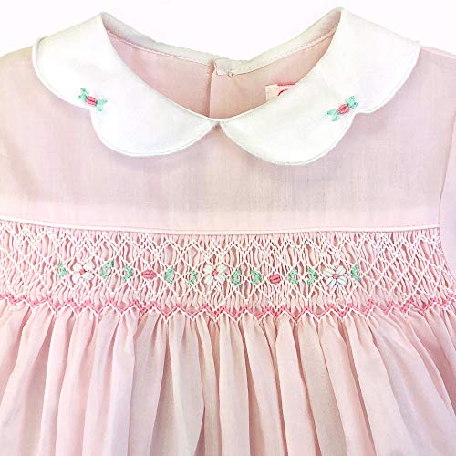 Petit Ami Baby Girls’ Hand Embroidered Smocked Bubble Romper, 6 Months, Pink #TOP2