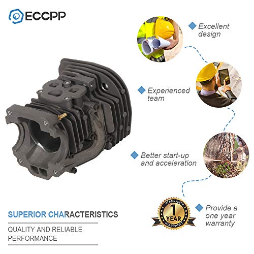 ECCPP 47mm Cylinder Head Piston Kit fit for Husqvarna 455 Rancher 455E 460 Husky Chainsaw Replaces 537 32 04 02 Piston Pin Rings Circlip Chainsaw Parts New