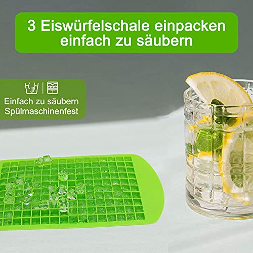 Foto von Eiswürfelschalen, Eiswürfelform Silikon, Eiswürfelschale mit Deckel, Eiswürfelform Groß, Geeignet für Whisky-Cocktail, Küche, Bars, Getränke, Fruchtsaft und Praline 4er Pack Grün