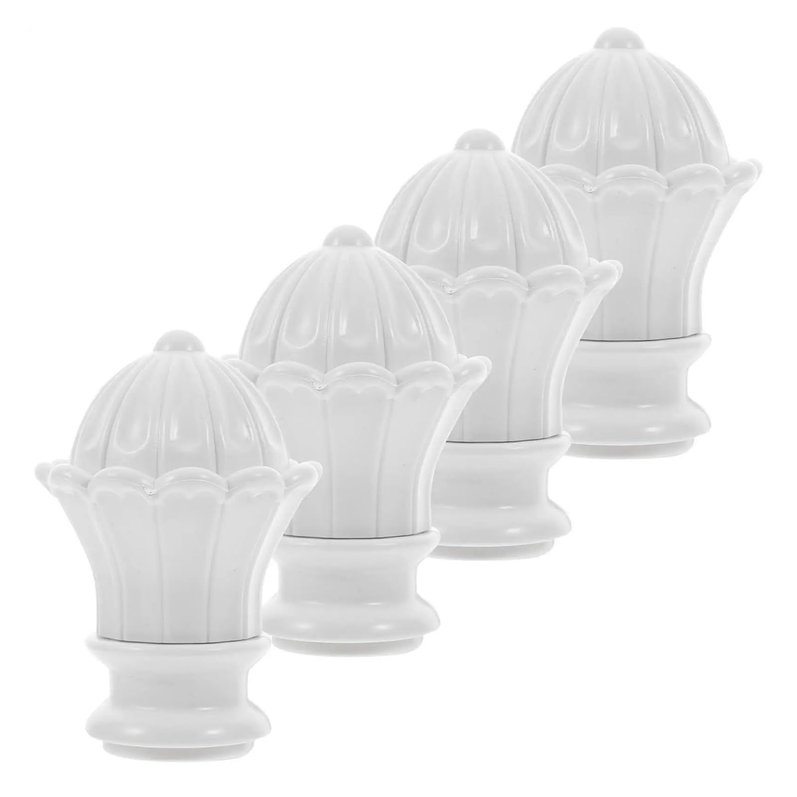 BDFJEDS Curtain Pole Finials 4 Pcs Curtain Rod Decorative Heads White Plastic End Caps For 26-28mm Rods Finials Window Treatment Accessories
