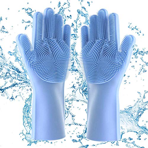 Online Smart Store Silicone Scrubbing Gloves, Scrub Cleaning Gloves With Scrubber For Dishwashing And Pet Grooming, Latex