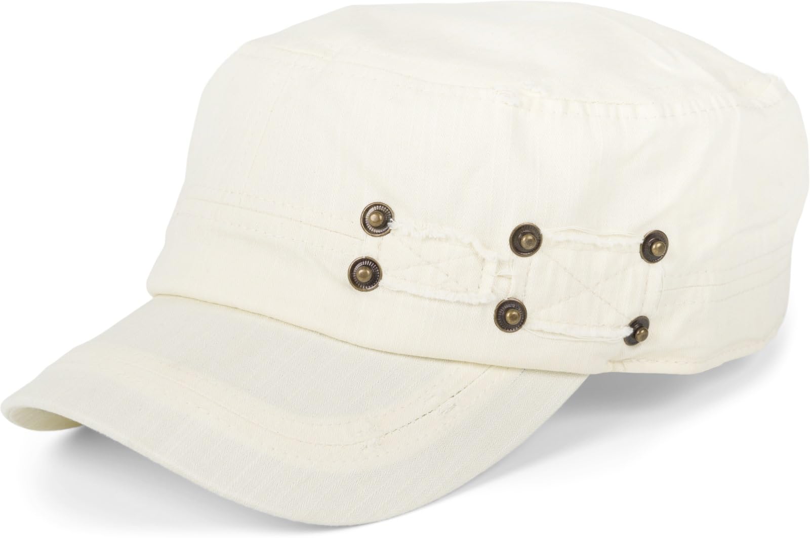 Stylebreaker Women's Beige Unisex Military Cap In Destroyed Vintage Look | Adjustable Cotton Army Cap | Used Look Baseball Cap For Men And