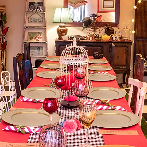 18 Pieces Gold Charger Plates Bulk 13 Inch Round Gold Chargers For Dinner Plates With Beaded Rim Plastic Chargers Service Plates Decorative Table Setting For Wedding Dinner Event Party Decorations #TOP5