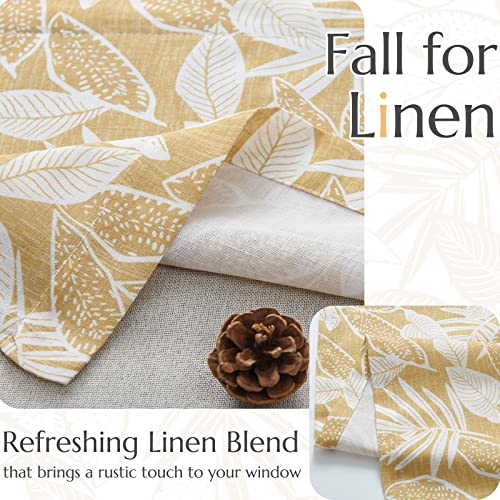 Jinchan Linen Valance Curtain Farmhouse Window Decor Valance For Kitchen Living Room Botanic Leaf Print Valance Double Layer Blackout Valance 16 Inch Rustic Window Treatment 1 Panel Rod Pocket Yellow #TOP4