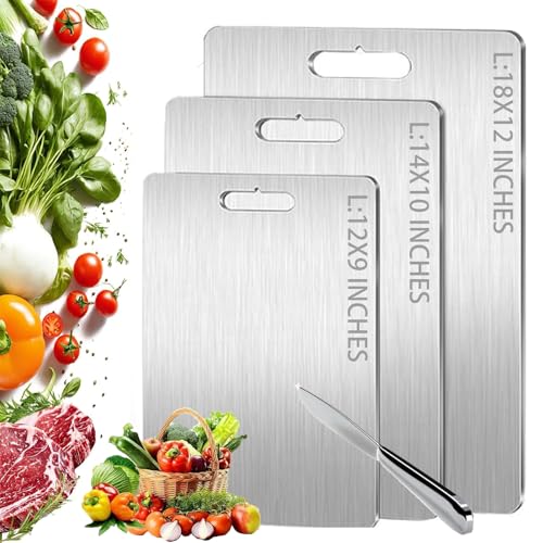 Titanium Cutting Board,100% Pure Titanium Cutting Boards for Kitchen, 2025 New Double Sided Food-Grade Chopping Board for Cutting Meat Vegetable Fruit (12