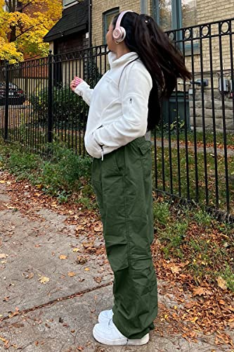 Niyokki High Waisted Cargo Pants for Women - Baggy Parachute Pants, Y2K Streetwear With Pockets3