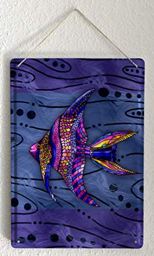 Leotie Since 2004 Fun Tin Sign Metal Plate Decorative Sign Home Decor Plaques Wall Decoration Purple Pink Colorful Fish Metal Plate 8X12 #TOP2