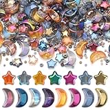 KINGSHINE 620pcs Mixed Star Moon Glass Beads for Jewelry Making, Shaped Star Moon Spacer Beads with Glass Seed Beads for DIY Supplies Bracelets Necklaces Earrings