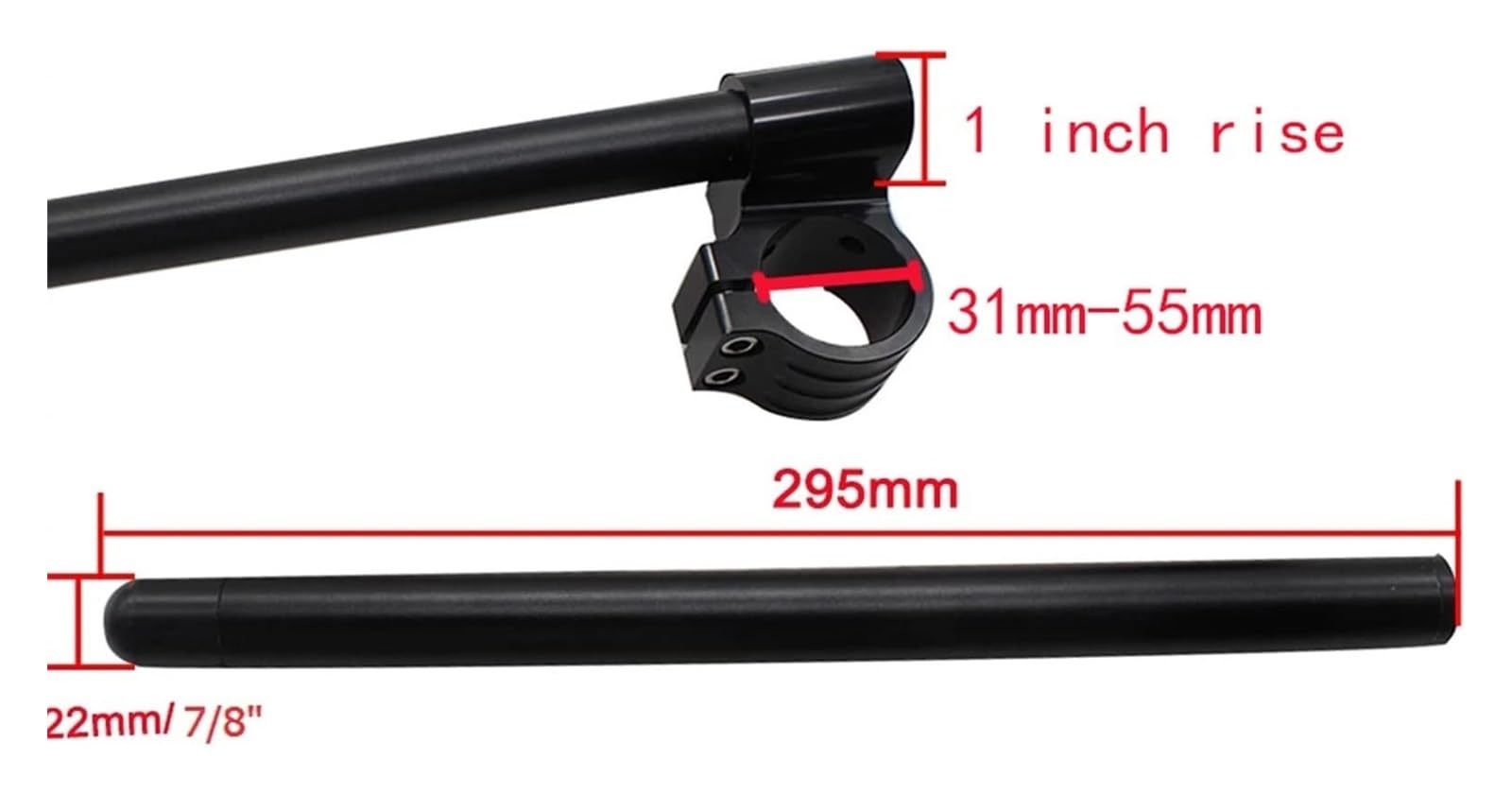 Alzas Manillar Motocicleta Manillar Elevador De Motocicleta Clip-Ons Barras De Manillar De Horquilla Clip Ons Manillar De Motocicleta Universal CNC De Aluminio(Riser Black 37mm)