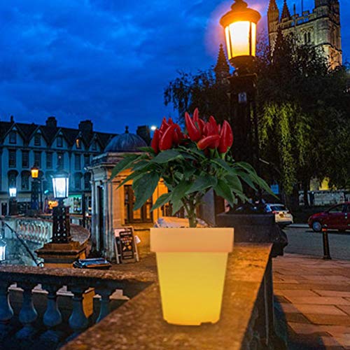 Haofy Pot de Fleur Lumineux LED, Jardinière Lumineuse Rechargeable en ABS étanche pour une Utilisation Intérieure et Extérieure (Avec télécommande)