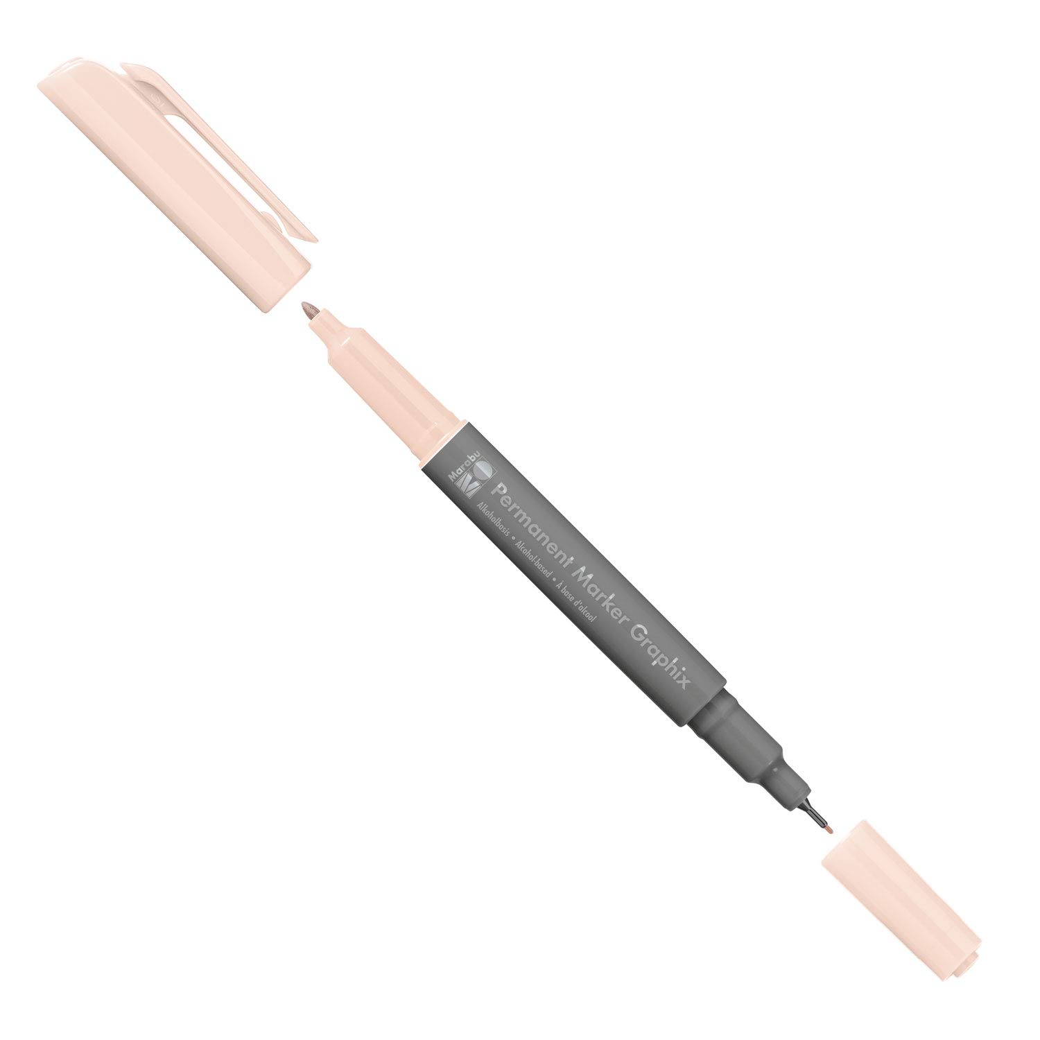 Marabu 01470003029 - Rotulador permanente Graphix en color rosa beige, con doble punta de 1-2 mm y 0,5 mm, colores brillantes, secado rápido, tinta a base de alcohol, olor y resistente al agua