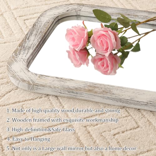 AAZZKANG Mirror Full Length Rectangle Wood Framed Large Wall Mirrors White by AAZZKANG - Used condition - Image 3