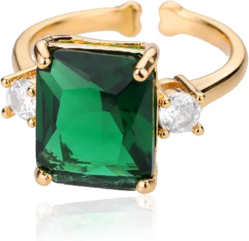 Bague verte carrée pour femmes et hommes | Bijou chic et moderne