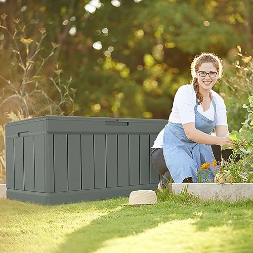 image for Homall 85 Gallon Large Resin Deck Box Waterproof Outdoor Storage with 