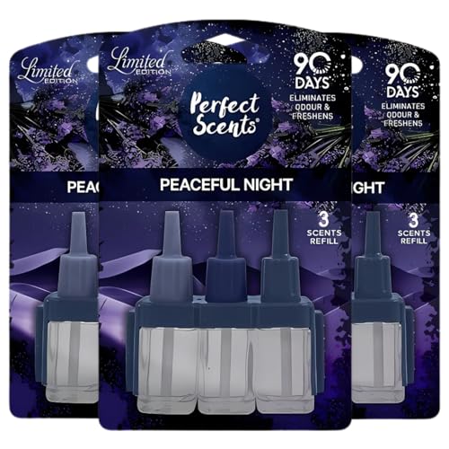 Perfect Scents 3Volution Peaceful Night Air Freshener Plug In Refills Bathroom Freshener 3 Alternating Scents To Clean Away Odours Fighter Freshens Long Lasting Fragrance - Pack of 3
