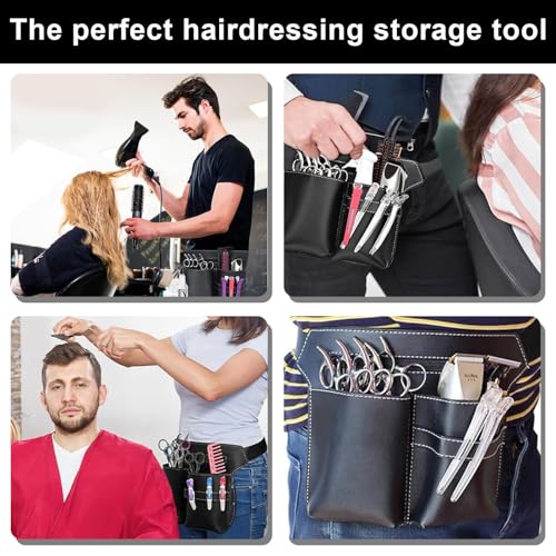 Friseur Werkzeugtasche, PU Leder Friseur Gürteltasche, Salon Friseur Werkzeugtasche Scherentasche,für Friseurscheren Scheren Kämme Friseurwerkzeuge (Schwarz)