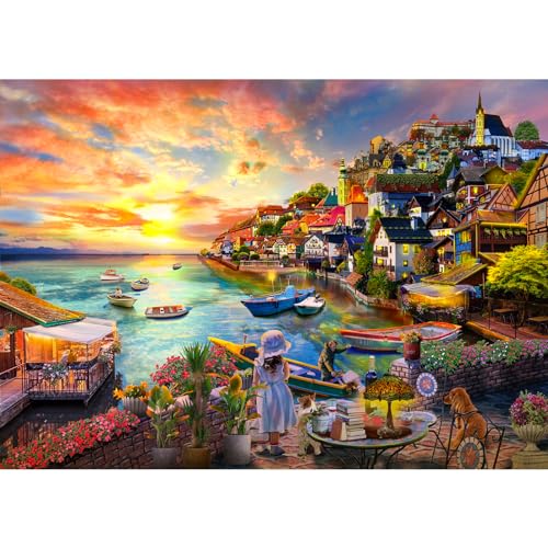 HUADADA Puzzle 1000 Piezas, Puzzle de 1000 Piezas, Puzzles para Adultos, Imposible Puzzle, Colores Variados, Regalo de Puzle, Rompecabezas 1000 Piezas para Adultos y Niños, Chica en la Playa, 70x50cm
