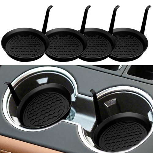 Long Tail Car Cup Holder Coaster, Silicone Cup Holder Insert, Universal Non-Slip Cup Holders, Car Accessories Interior for Women and Man Interior Sets 4 Pack Black (1 Long Tail)