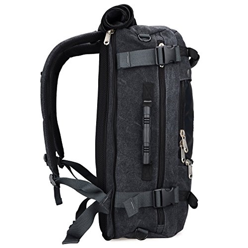 WITZMAN Men Travel Backpack Canvas Rucksack Vintage Duffel Bag 2012 (21 inch Canvas Black)